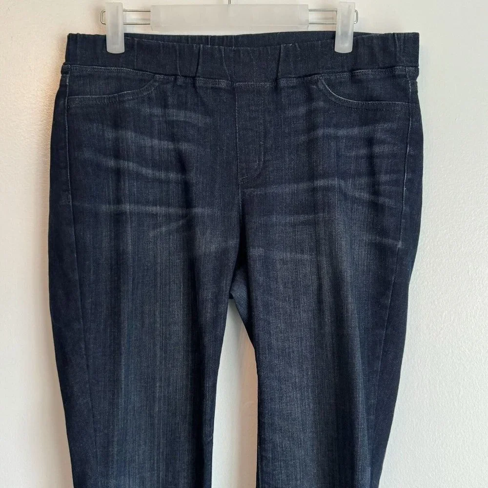 Eileen Fisher Pull On Pants Small Dark Blue Wash Organic Cotton Elastic Waist_4